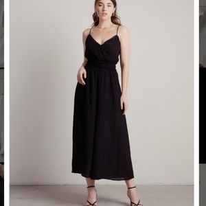 Amadya Black Strappy Black Crocket Trim Smocked Jumpsuit